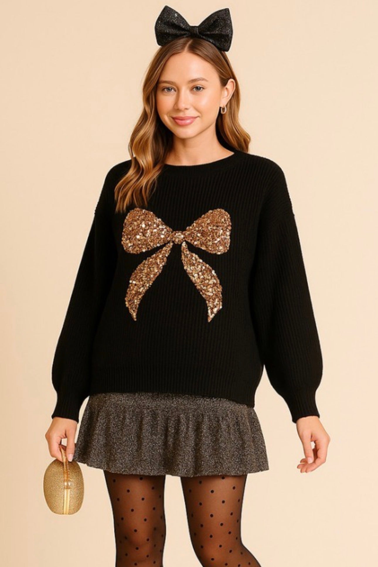 Jayla Sequin Bow Sweater