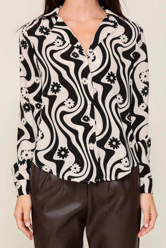 Paige Retro Print Blouse