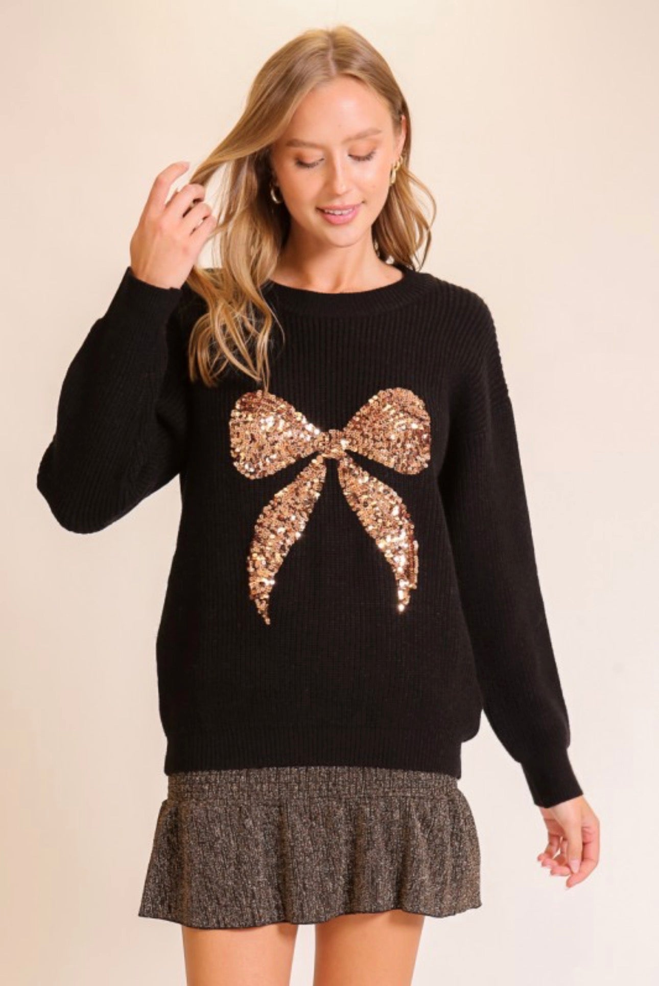 Jayla Sequin Bow Sweater