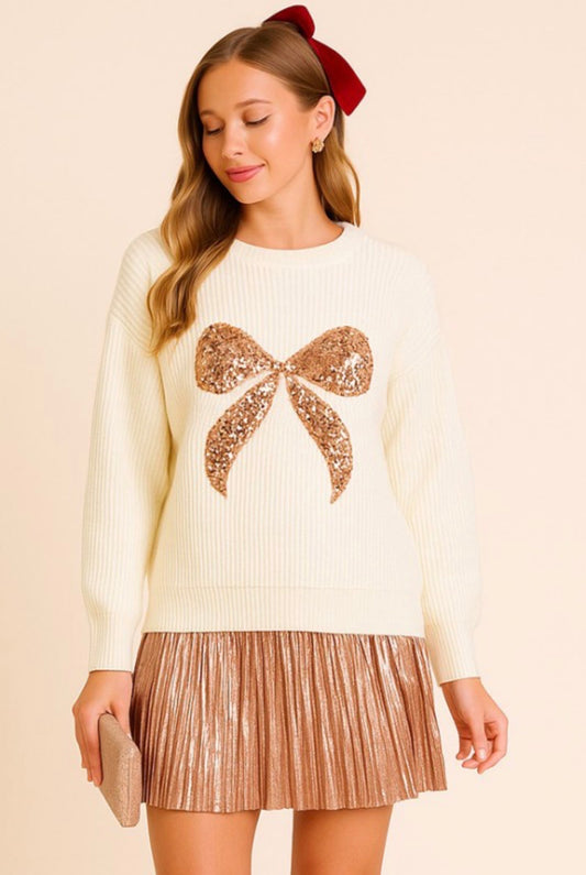 Jayla Sequin Bow Sweater