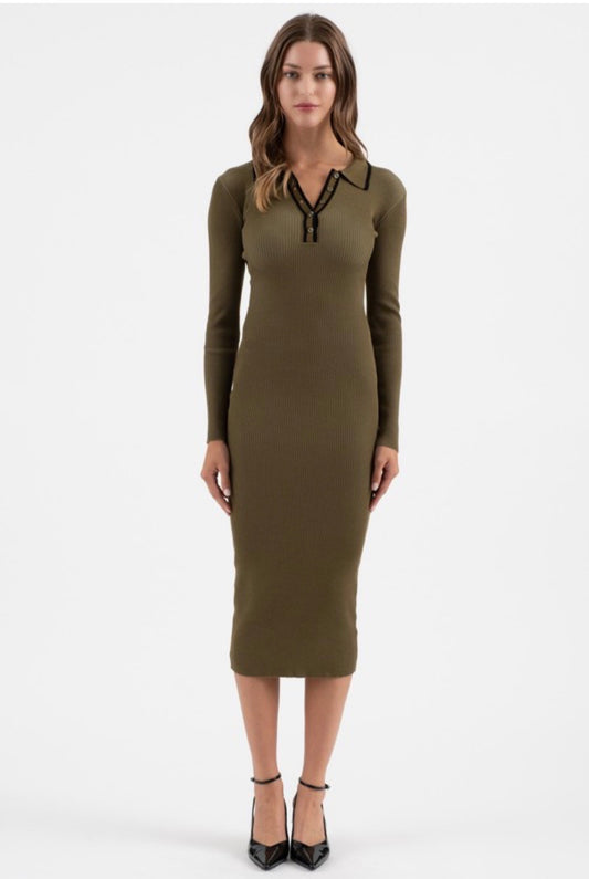 Ellis Button Front Midi Dress