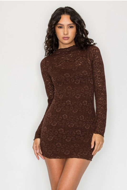 Aubrey LS Lace Mini Dress